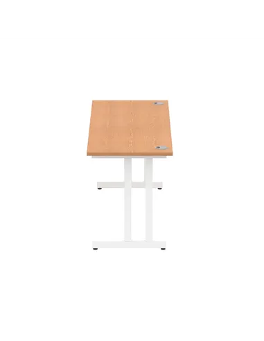 Dynamic Impulse 1800 x 600mm Straight Office Desk Oak Top White Cantilever Leg MI002656