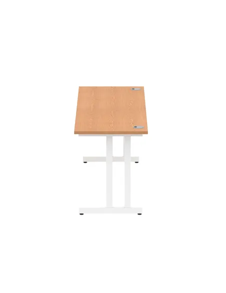 Dynamic Impulse 1800 x 600mm Straight Office Desk Oak Top White Cantilever Leg MI002656