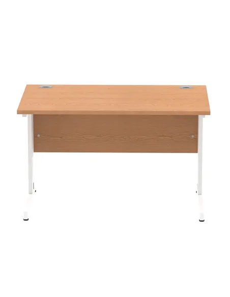 Dynamic Impulse 1200 x 800mm Straight Office Desk Oak Top White Cable Managed Leg MI002723