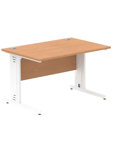 Dynamic Impulse 1200 x 800mm Straight Office Desk Oak Top White Cable Managed Leg MI002723