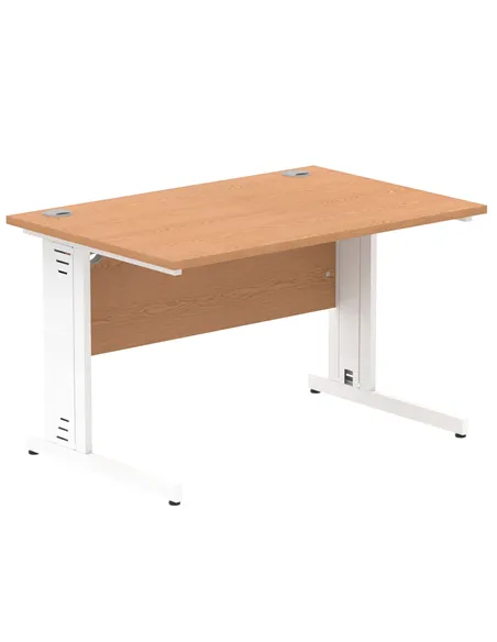 Dynamic Impulse 1200 x 800mm Straight Office Desk Oak Top White Cable Managed Leg MI002723