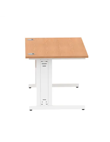 Dynamic Impulse 1200 x 800mm Straight Office Desk Oak Top White Cable Managed Leg MI002723