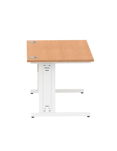 Dynamic Impulse 1200 x 800mm Straight Office Desk Oak Top White Cable Managed Leg MI002723