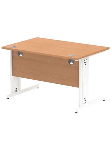 Dynamic Impulse 1200 x 800mm Straight Office Desk Oak Top White Cable Managed Leg MI002723
