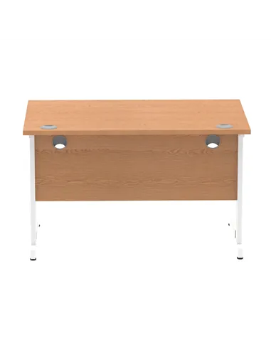 Dynamic Impulse 1200 x 800mm Straight Office Desk Oak Top White Cable Managed Leg MI002723
