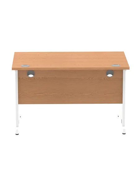 Dynamic Impulse 1200 x 800mm Straight Office Desk Oak Top White Cable Managed Leg MI002723