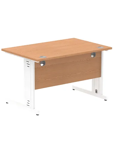 Dynamic Impulse 1200 x 800mm Straight Office Desk Oak Top White Cable Managed Leg MI002723