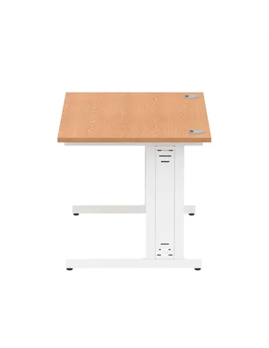 Dynamic Impulse 1200 x 800mm Straight Office Desk Oak Top White Cable Managed Leg MI002723