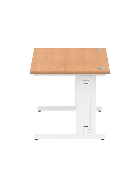 Dynamic Impulse 1200 x 800mm Straight Office Desk Oak Top White Cable Managed Leg MI002723