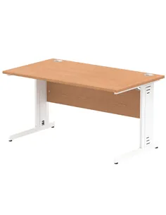 Dynamic Impulse 1400 x 800mm Straight Office Desk Oak Top White Cable Managed Leg MI002724
