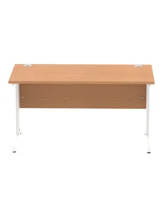 Dynamic Impulse 1400 x 800mm Straight Office Desk Oak Top White Cable Managed Leg MI002724 2