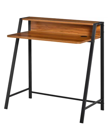 HOMCOM Writing Desk Computer Table Home Office PC Laptop Workstation Storage Shelf 84L x 45W cm Walnut