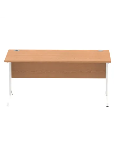 Dynamic Impulse 1600 x 800mm Straight Office Desk Oak Top White Cable Managed Leg MI002725