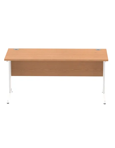 Dynamic Impulse 1600 x 800mm Straight Office Desk Oak Top White Cable Managed Leg MI002725