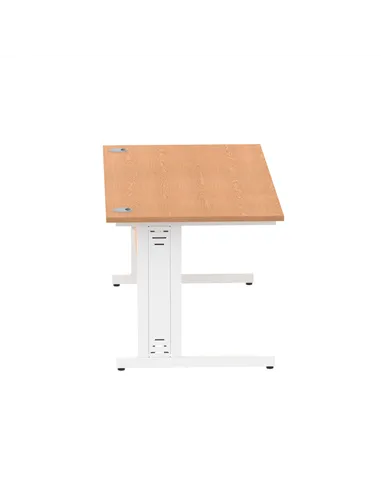 Dynamic Impulse 1600 x 800mm Straight Office Desk Oak Top White Cable Managed Leg MI002725
