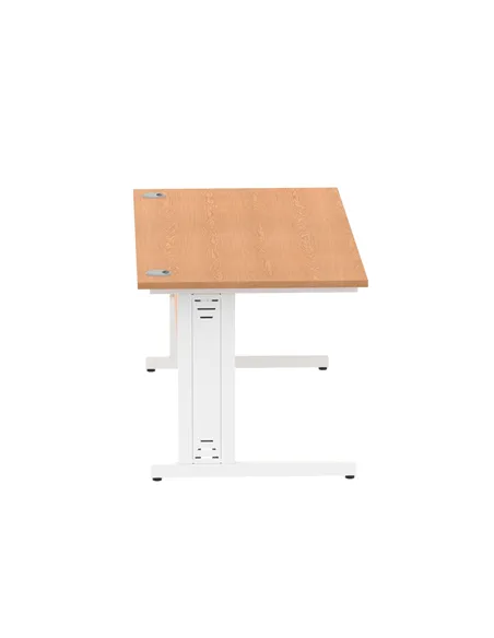 Dynamic Impulse 1600 x 800mm Straight Office Desk Oak Top White Cable Managed Leg MI002725
