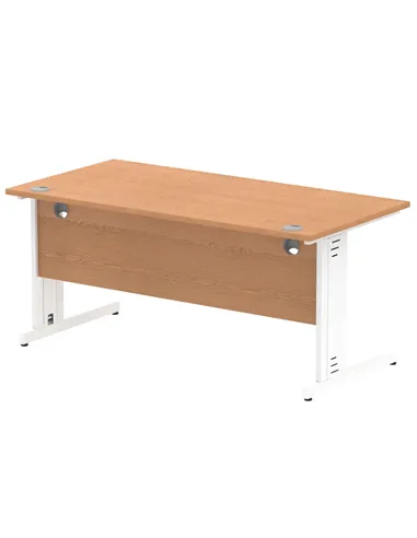 Dynamic Impulse 1600 x 800mm Straight Office Desk Oak Top White Cable Managed Leg MI002725