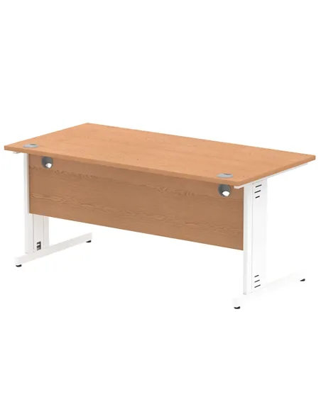 Dynamic Impulse 1600 x 800mm Straight Office Desk Oak Top White Cable Managed Leg MI002725