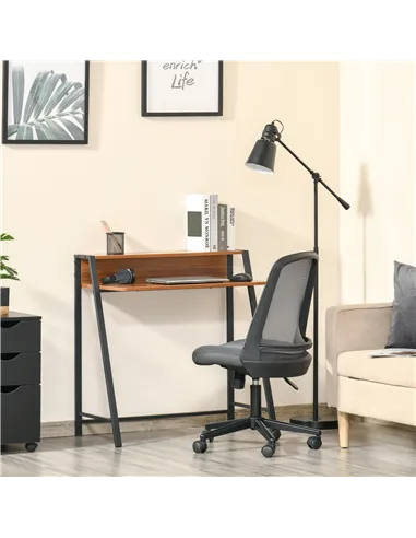 HOMCOM Writing Desk Computer Table Home Office PC Laptop Workstation Storage Shelf 84L x 45W cm Walnut