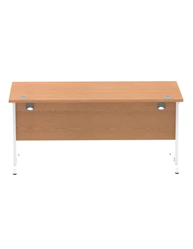 Dynamic Impulse 1600 x 800mm Straight Office Desk Oak Top White Cable Managed Leg MI002725