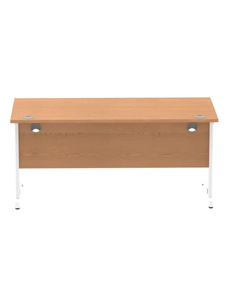Dynamic Impulse 1600 x 800mm Straight Office Desk Oak Top White Cable Managed Leg MI002725