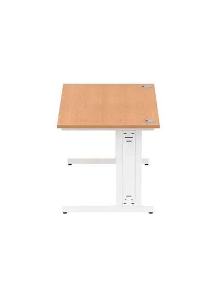 Dynamic Impulse 1600 x 800mm Straight Office Desk Oak Top White Cable Managed Leg MI002725