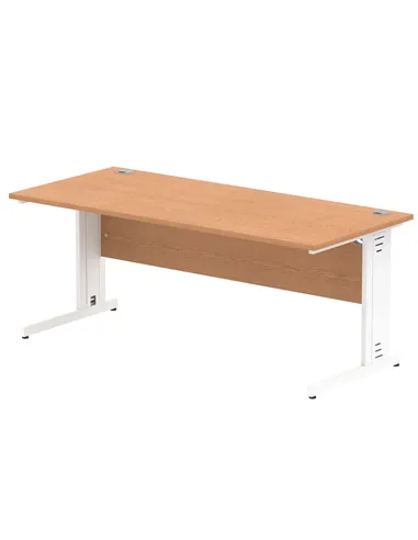 Dynamic Impulse 1800 x 800mm Straight Office Desk Oak Top White Cable Managed Leg MI002726