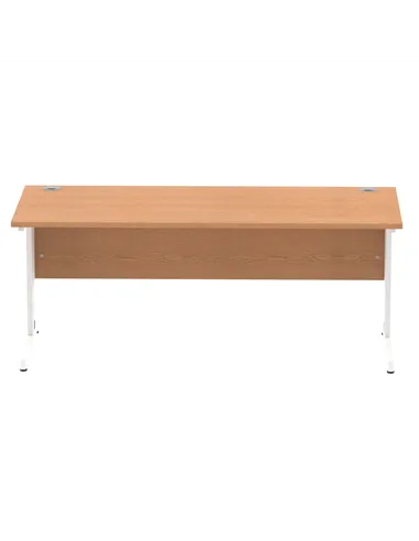 Dynamic Impulse 1800 x 800mm Straight Office Desk Oak Top White Cable Managed Leg MI002726