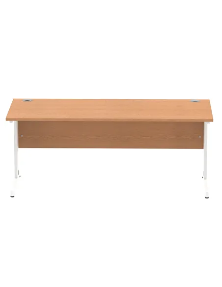 Dynamic Impulse 1800 x 800mm Straight Office Desk Oak Top White Cable Managed Leg MI002726