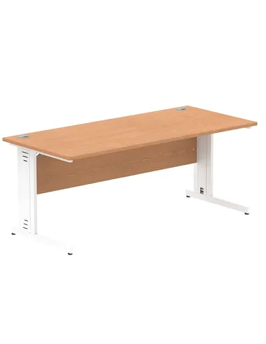 Dynamic Impulse 1800 x 800mm Straight Office Desk Oak Top White Cable Managed Leg MI002726