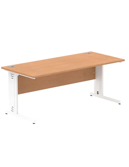 Dynamic Impulse 1800 x 800mm Straight Office Desk Oak Top White Cable Managed Leg MI002726