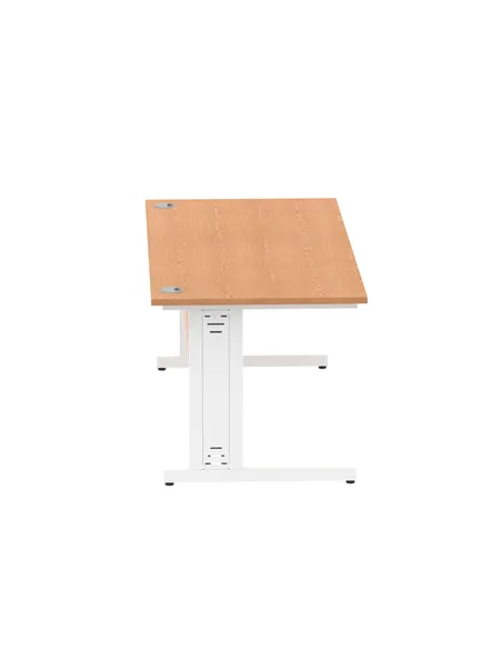 Dynamic Impulse 1800 x 800mm Straight Office Desk Oak Top White Cable Managed Leg MI002726