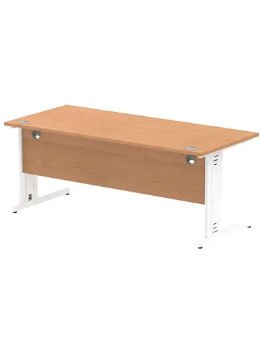 Dynamic Impulse 1800 x 800mm Straight Office Desk Oak Top White Cable Managed Leg MI002726