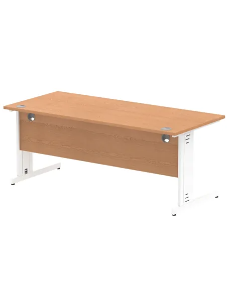 Dynamic Impulse 1800 x 800mm Straight Office Desk Oak Top White Cable Managed Leg MI002726