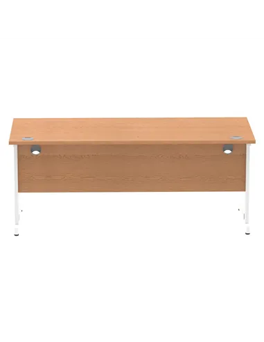 Dynamic Impulse 1800 x 800mm Straight Office Desk Oak Top White Cable Managed Leg MI002726