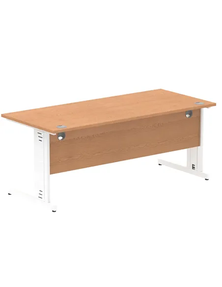 Dynamic Impulse 1800 x 800mm Straight Office Desk Oak Top White Cable Managed Leg MI002726