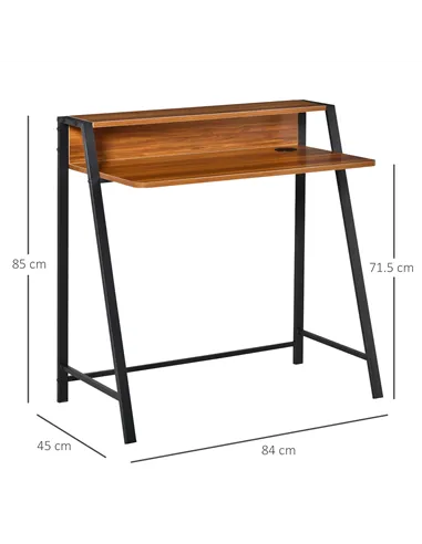 HOMCOM Writing Desk Computer Table Home Office PC Laptop Workstation Storage Shelf 84L x 45W cm Walnut