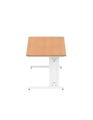Dynamic Impulse 1800 x 800mm Straight Office Desk Oak Top White Cable Managed Leg MI002726
