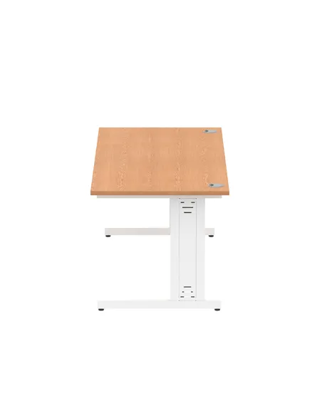 Dynamic Impulse 1800 x 800mm Straight Office Desk Oak Top White Cable Managed Leg MI002726