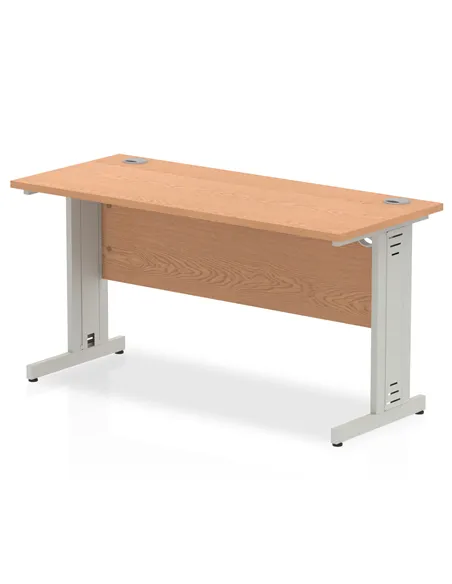 Dynamic Impulse 1400 x 600mm Straight Office Desk Oak Top Silver Cable Managed Leg MI002729