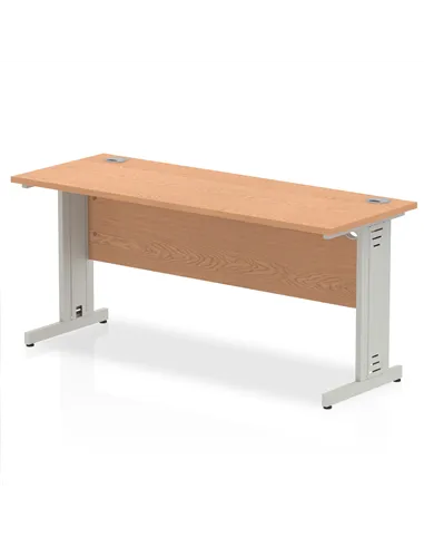 Dynamic Impulse 1600 x 600mm Straight Office Desk Oak Top Silver Cable Managed Leg MI002730