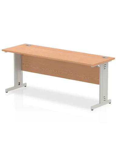 Dynamic Impulse 1800 x 600mm Straight Office Desk Oak Top Silver Cable Managed Leg MI002731
