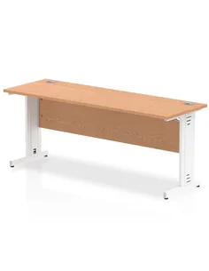 Dynamic Impulse 1800 x 600mm Straight Office Desk Oak Top White Cable Managed Leg MI002736