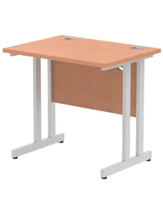 Dynamic Impulse 800 x 600mm Straight Office Desk Beech Top Silver Cantilever Leg MI002884
