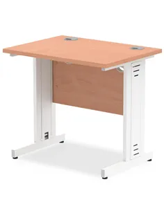 Dynamic Impulse 800 x 600mm Straight Office Desk Beech Top White Cable Managed Leg MI002888