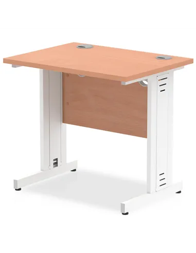 Dynamic Impulse 800 x 600mm Straight Office Desk Beech Top White Cable Managed Leg MI002888