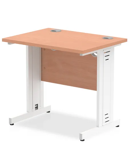 Dynamic Impulse 800 x 600mm Straight Office Desk Beech Top White Cable Managed Leg MI002888