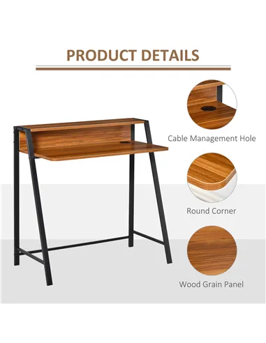 HOMCOM Writing Desk Computer Table Home Office PC Laptop Workstation Storage Shelf 84L x 45W cm Walnut