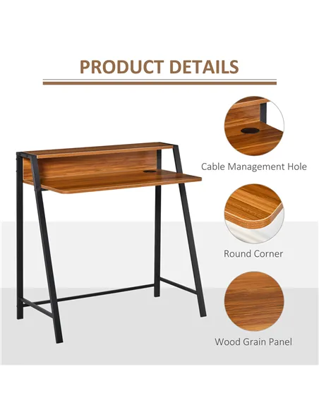 HOMCOM Writing Desk Computer Table Home Office PC Laptop Workstation Storage Shelf 84L x 45W cm Walnut