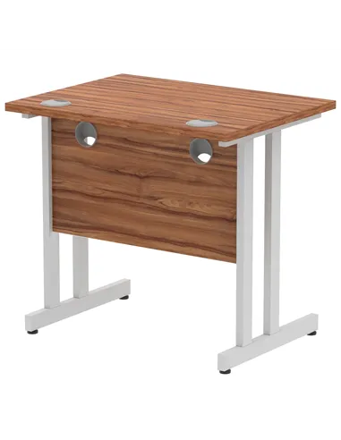 Dynamic Impulse 800 x 600mm Straight Office Desk Walnut Top Silver Cantilever Leg MI002889
